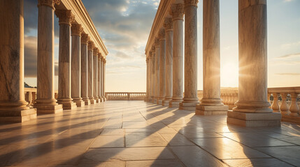 Pillars of Wisdom": Ancient columns support the weight of collective faith, standing strong through ages.