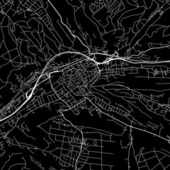 1:1 square aspect ratio vector road map of the city of  Swabisch Gmund in Germany with white roads on a black background.