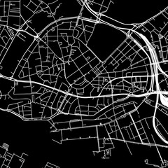 1:1 square aspect ratio vector road map of the city of  Hamburg Zentrum in Germany with white roads on a black background.