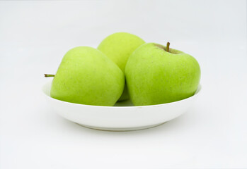 Green apple on white background