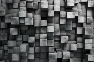 Futuristic, textured wall with square tiles. 3D render of a polished concrete background. Generative AI