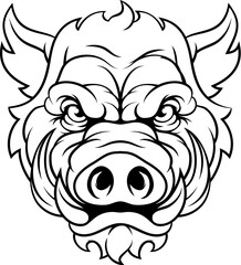 A wild boar hog razorback warthog sports mascot cartoon pig character
