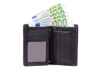 European money in the black wallet