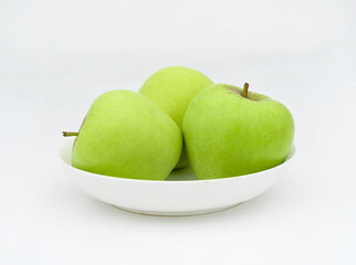 Green apple on white background