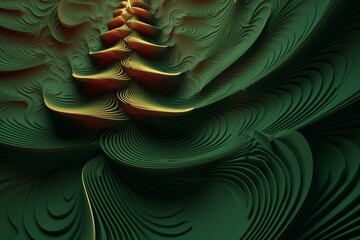 Festive holiday-themed 3D wallpaper with a decorative Christmas tree motif. Generative AI