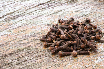 Dried clove flowers on nature background.