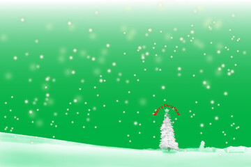 雪の降るクリスマスのイメージ/緑白