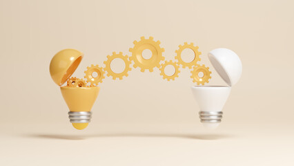 Transferring knowledge sharing concept, Sharing business ideas, brainstorming, creativity, innovation, know how, education, knowledge, experiences exchange. Brain process, learn to think. 3d render