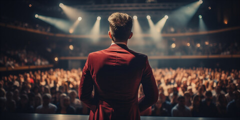 motivational speaker standing on stage