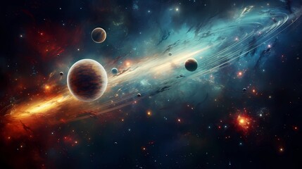 Planets in space, galactic wallpaper