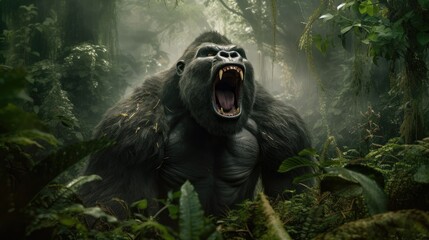 angry gorilla is very scary