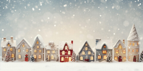 Fototapeta premium Christmas village with Snow