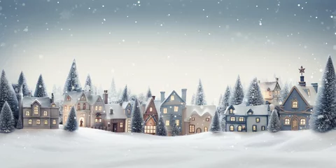 Fotobehang Christmas village with Snow © xartproduction