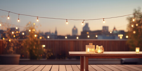 View over cozy outdoor terrace - obrazy, fototapety, plakaty