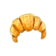 Watercolor croissant. Hand-drawn illustration isolated on the white background