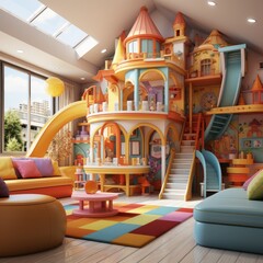 Children's play zone, luxurious and elegant concept with a calm color background, good for websites, blogs, advertising, inspiration, decoration etc. Ai generative image