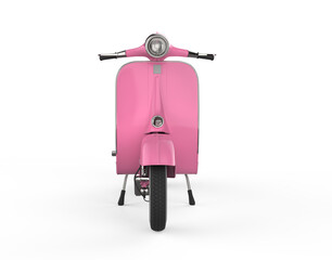 The pink color scooter or pink retro motorcycle isolated on transparency background. Pink vintage scooter