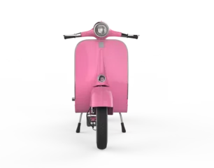 Schilderijen op glas The pink color scooter or pink retro motorcycle isolated on transparency background. Pink vintage scooter © POSMGUYS