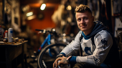 handsome young man posing in the studio.