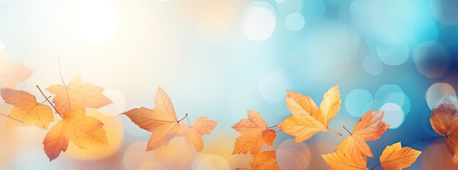 Nature background with autumn leaves on branch - obrazy, fototapety, plakaty