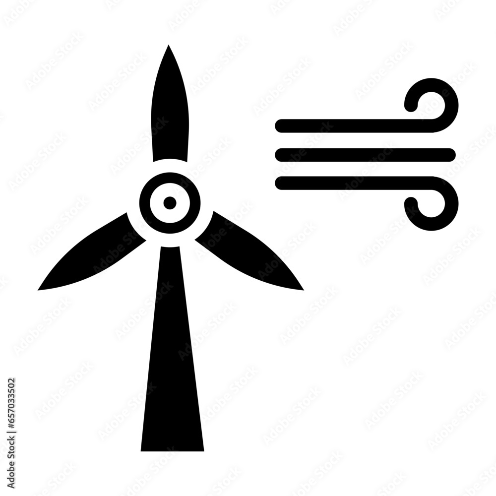 Sticker solid wind energy icon