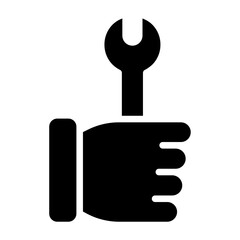 Solid hand spanner icon