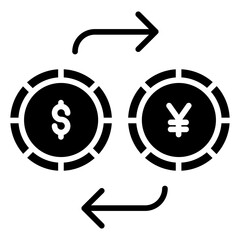 Solid Dollar and Yen exchange icon