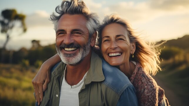 Elderly couple enjoying their vacation.