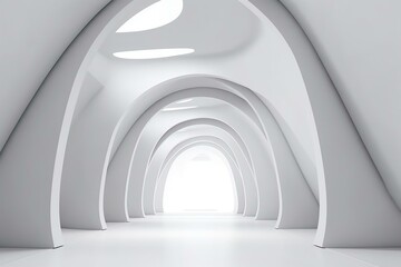 Minimal white abstract architecture background. Generative AI