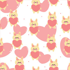 Seamless cute rabbit pattern for fabric prints, textiles, gift wrapping paper. colorful vector for children, flat style