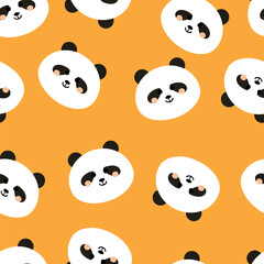 Seamless cute panda pattern for fabric prints, textiles, gift wrapping paper. colorful vector for children, flat style

