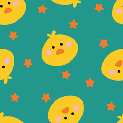 Cute chicks seamless pattern for fabric prints, textiles, gift wrapping paper. colorful vector for children, flat style