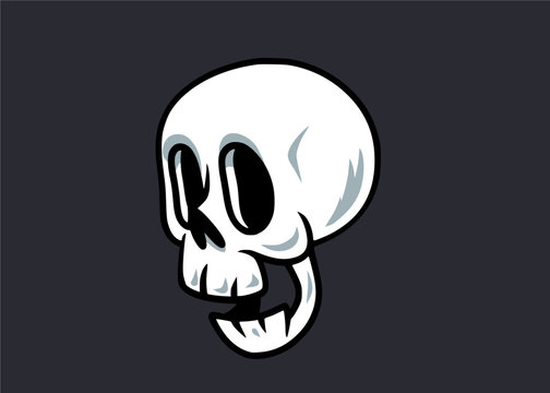 Clean and Sleek White Skull Vintage Cartoon Vector Illustration Isolated 