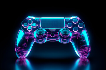 Neon glowing gamepad or joystick