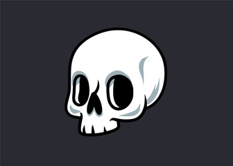 Clean and Sleek White Skull Vintage Cartoon Vector Illustration Isolated 