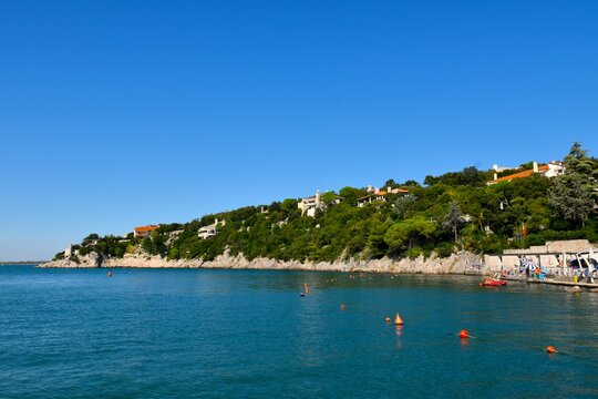 Duino town at the coast of the Adriatic sea in Duino-Aurisina, Italy