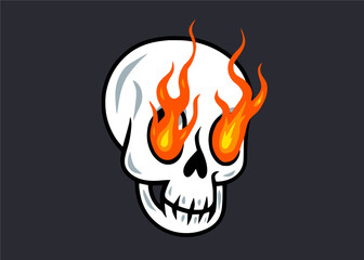 Clean and Sleek Flamed Skull Vintage Cartoon Vector Illustration 