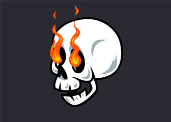 Clean and Sleek Flamed Skull Vintage Cartoon Vector Illustration 