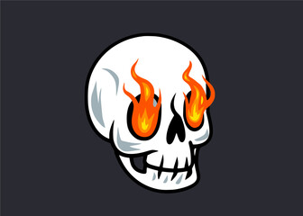 Clean and Sleek Flamed Skull Vintage Cartoon Vector Illustration 