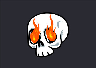 Clean and Sleek Flamed Skull Vintage Cartoon Vector Illustration 