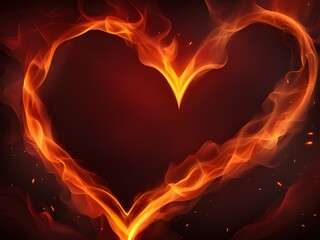 fire heart on black background
