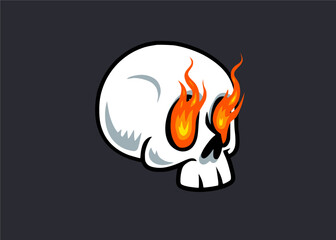 Clean and Sleek Flamed Skull Vintage Cartoon Vector Illustration 