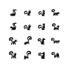 Skunk black white silhouette logo icon design illustration