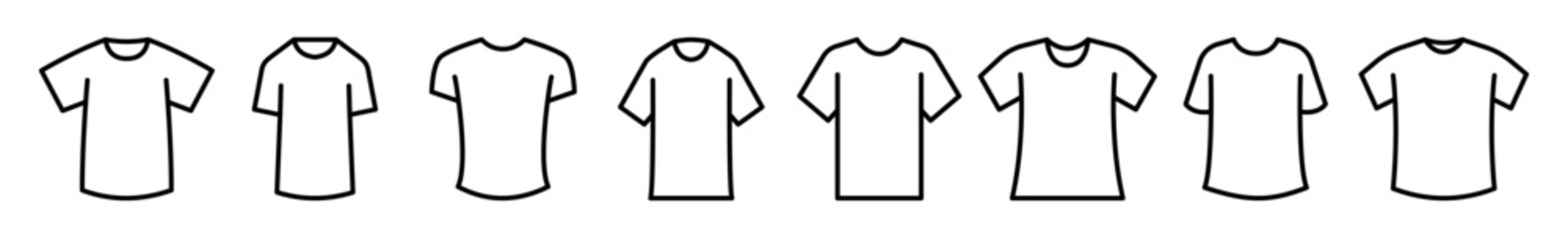 Set of T-Shirt line shapes, thin line design vector illustration