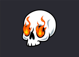 Clean and Sleek Flamed Skull Vintage Cartoon Vector Illustration 