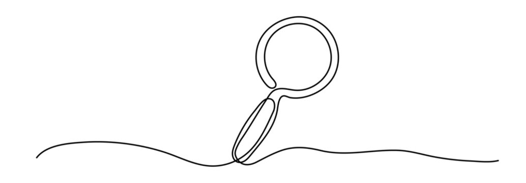 recommend clip art: Magnifying Glass shape drawing by continuous line, thin line design vector illustration