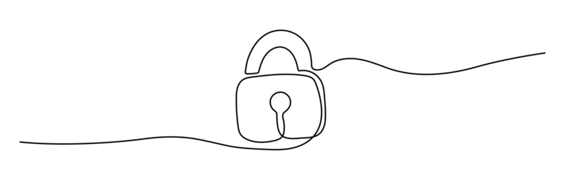 recommend clip art: The Padlock shape drawing by continuous line, thin line design vector illustration