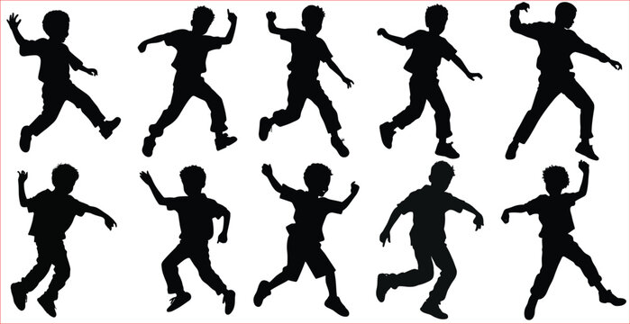 Silhouettes of dancing boy, Children Silhouette