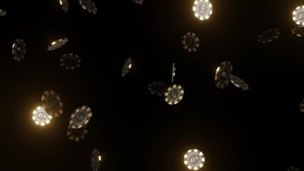 vip gold black casino gamble poker chip coin fall on black dark background with green screen alpha. vip gold black casino gamble poker chip coin fall green screen alpha. vip gold black casino poker - Powered by Adobe