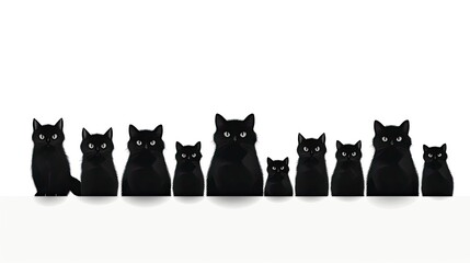 A group of black cats - obrazy, fototapety, plakaty